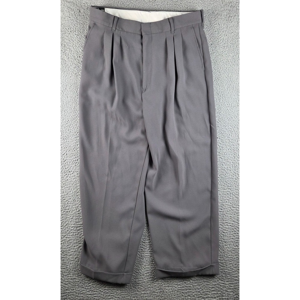 Smokey Joe's Dress Pants‎ Mens 34x26 Gray Pleated Cuffed Hipster Retro